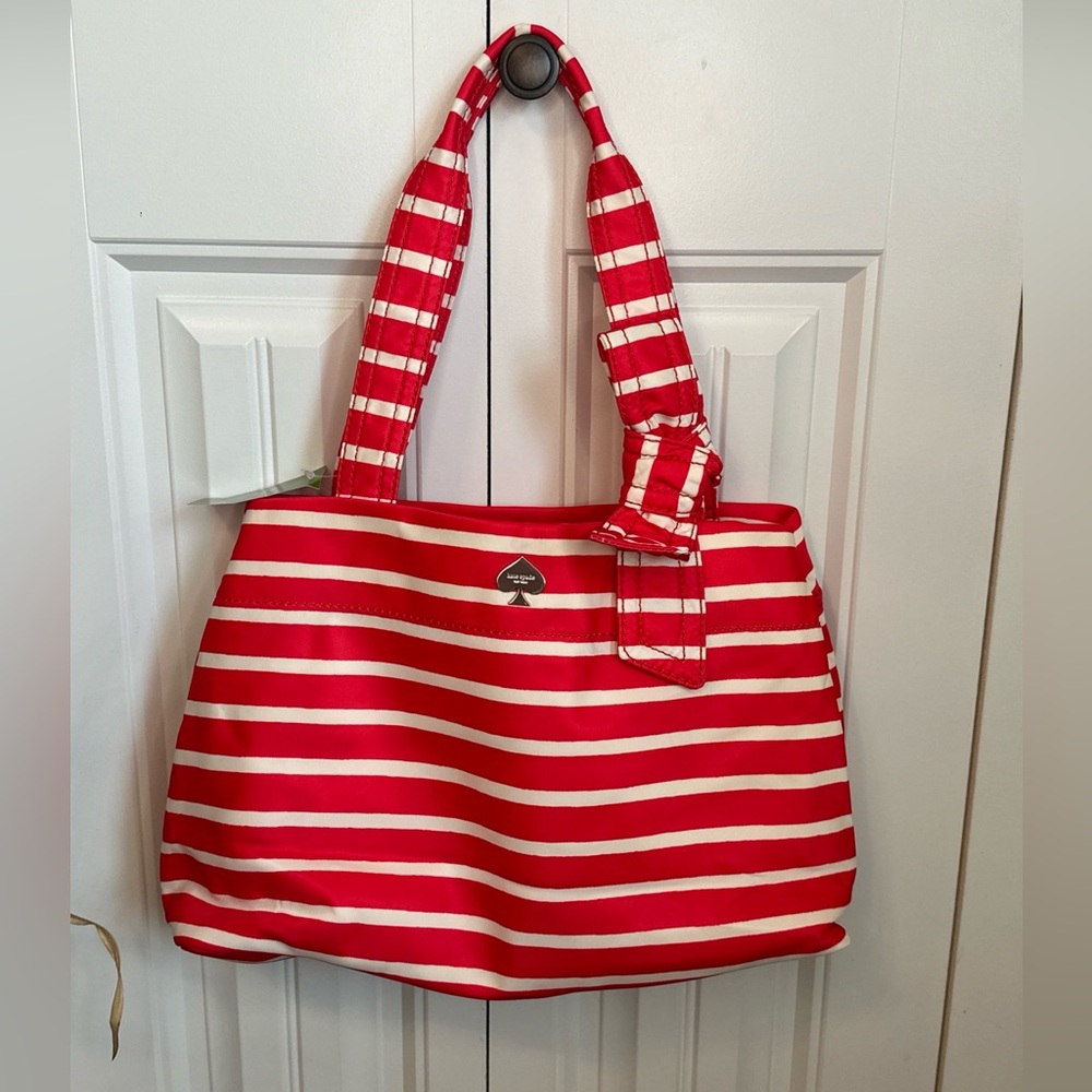 Kate Spade Red and White Striped Tote Bag